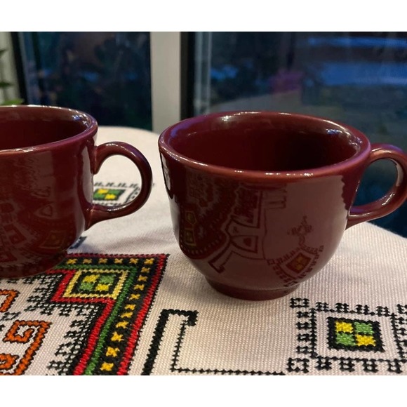 Fiesta Retired Cinnabar Red Burgundy Teacups- Set of 2 - Picture 2 of 3
